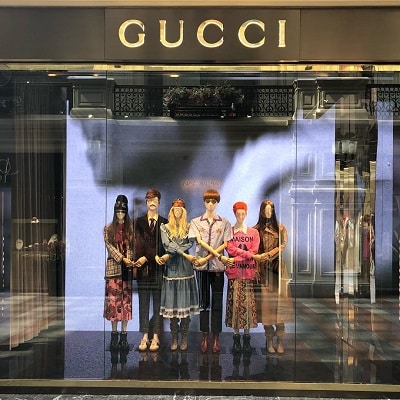 gucci shopfront with extra clear glass