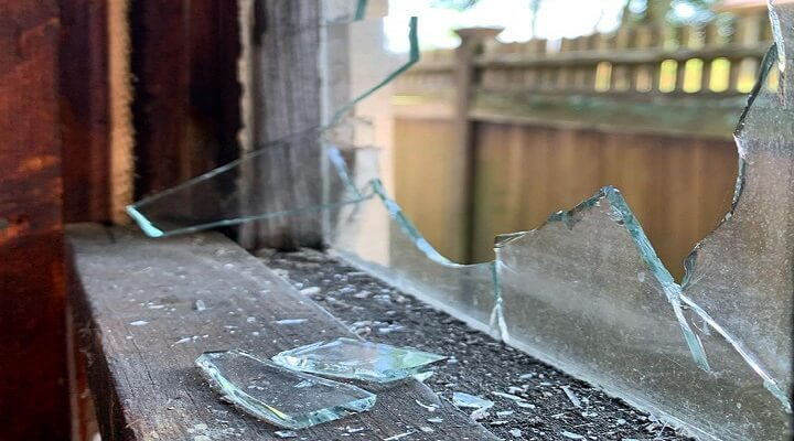 Broken window glass